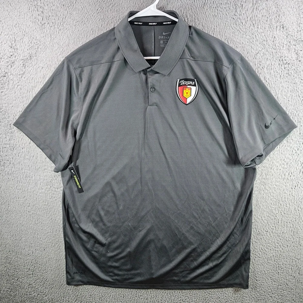 Nike Golf Houston Texans Dri-FIT Polo Shirt Gray‎ Mens XXL Standard Fit New